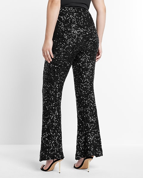 Super High Waisted Sequin Flare Pant