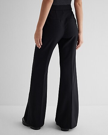 Wide Leg Trousers, Ladies Wine Red High Waist Trousers Double-Breasted Back  Zipper Slim Fit Sexy Straight Pants Spring Autumn Baggy Wide Leg Trousers  Flared Pants For Women Office Leisure Beach Part 
