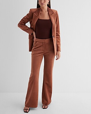 Editor High Waisted Velvet Corduroy Trouser Flare Pant