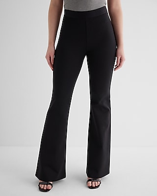 GROOVE ON FAUX LEATHER FLARE TROUSER in black white
