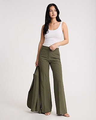 Editor High Waisted Pinstripe Trouser Flare Pant