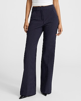 Express Editor Mid Rise Pinstripe Flare Pant Multi-Color Women's