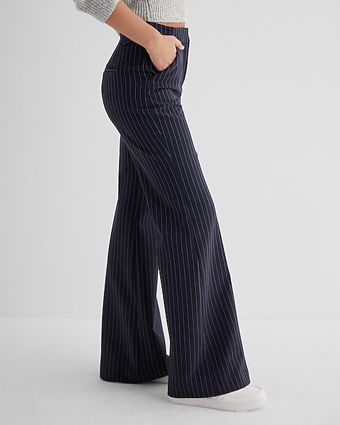 Editor High Waisted Pinstripe Trouser Flare Pant