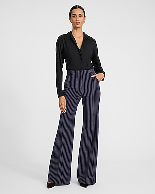 Editor Studio Stretch Twill High Waisted Pinstripe Flare Trouser