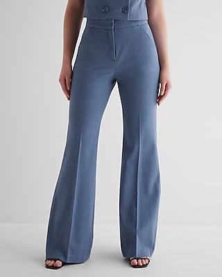 Express  Editor Super High Waisted Velvet Flare Trouser Pant in