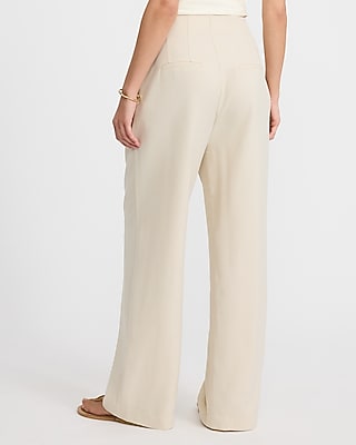 High Waisted Button Front Pleated Straight Pant