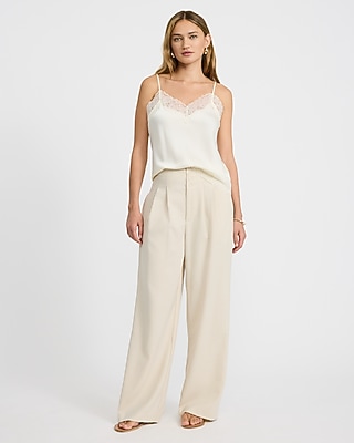 High Waisted Button Front Pleated Straight Pant