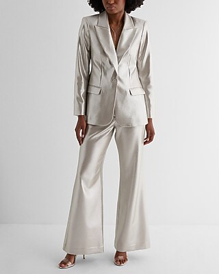 Editor High Waisted Metallic Trouser Flare Pant