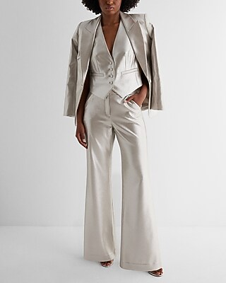 Editor High Waisted Metallic Trouser Flare Pant