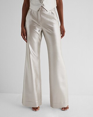 Editor High Waisted Metallic Trouser Flare Pant