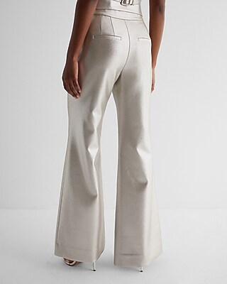 Editor High Waisted Metallic Trouser Flare Pant