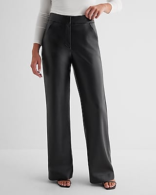 Editor High Waisted Faux Leather Trouser Flare Pant
