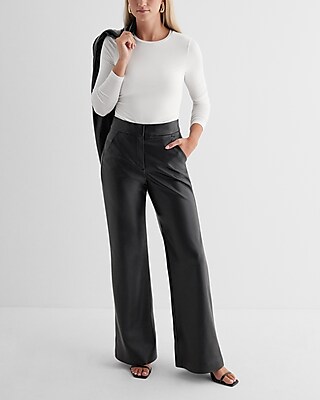 Editor High Waisted Faux Leather Trouser Flare Pant