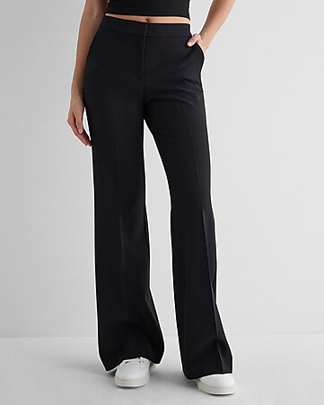 Lady Satin Flared Pants Faux Ice Silk Trousers Bell-bottoms High