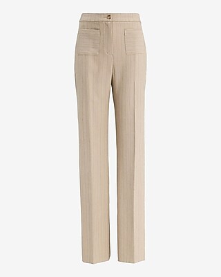 Editor High Waisted Striped Patch Pocket Flare Trouser