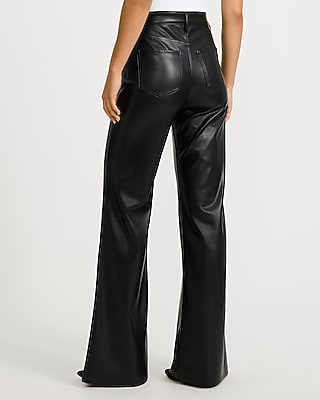Faux Leather High Waisted Flare Trouser