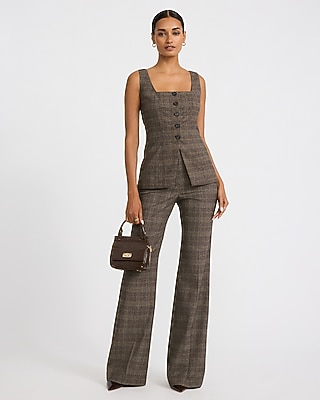 Editor Plaid High Waisted Flare Trouser