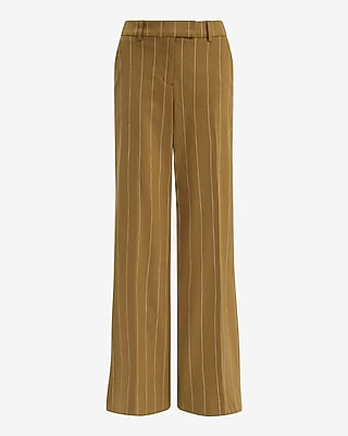 Editor Linen-Blend Striped High Waisted Flare Trouser