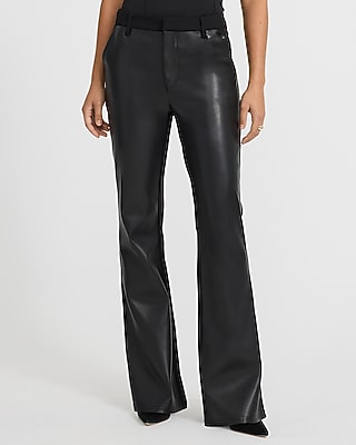 Express x bebe | High Waisted Faux Leather Ponte Flare Trouser
