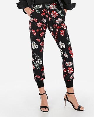 black floral joggers