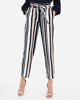 high waisted sash tie ankle pant