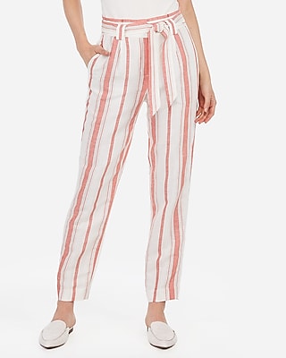 high waisted sash waist ankle pant