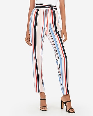 high waisted sash tie ankle pant
