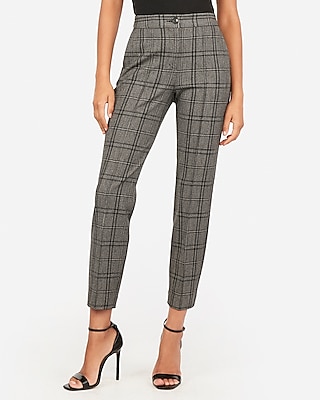 High Waisted Plaid Ankle Pant | Express