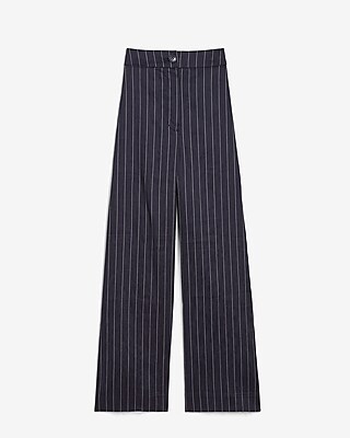 belted striped high waisted tapered pants