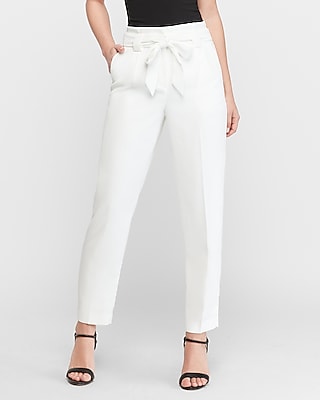 high waisted white ankle pants