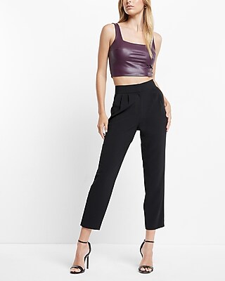 Super High Waisted Pleated Ankle Pant
