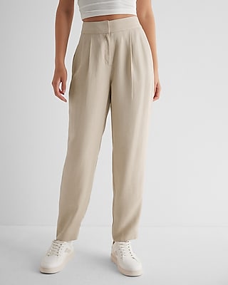 Stylist Super High Waisted Linen-blend Ankle Pant | Express