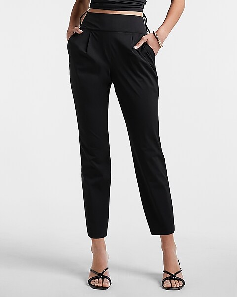 Express  High Waisted Woven Wide Waistband Skinny Ankle Pant in
