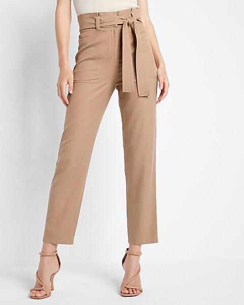 Super High Waisted Belted Paperbag Pant