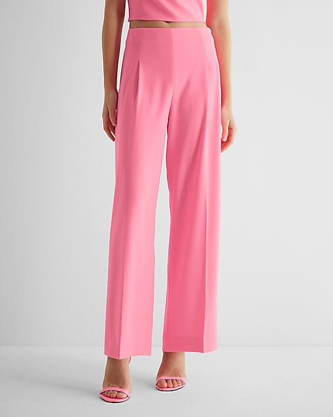 Express Endless Rose High Waisted Fitted Knit Flare Pants Pink