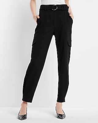 High Waisted Faux Leather Wide Leg Cargo Pant