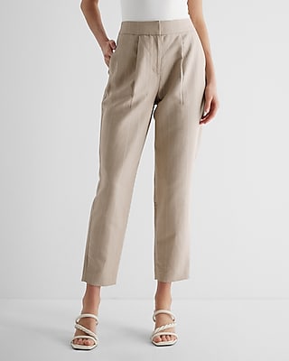 Stylist Super High Waisted Linen-blend Metallic Stripe Ankle Pant