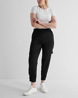 Super High Waisted Satin Cargo Ankle Pant