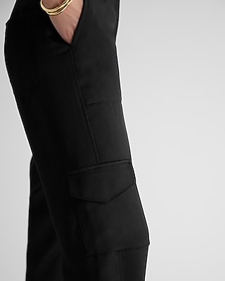 Super High Waisted Satin Cargo Ankle Pant