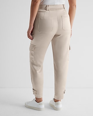 Super High Waisted Satin Cargo Ankle Pant