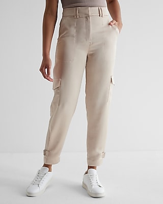 Super High Waisted Satin Cargo Ankle Pant