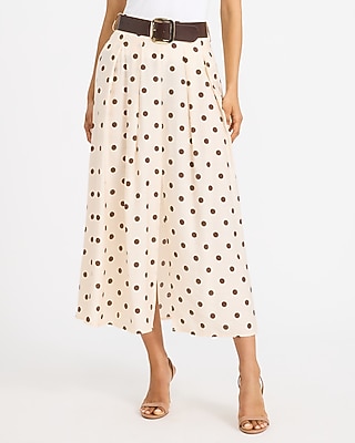 Polka Dot High Waisted Belted Maxi Skirt