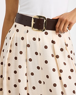Polka Dot High Waisted Belted Maxi Skirt