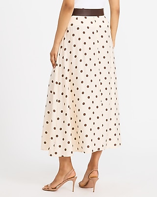 Polka Dot High Waisted Belted Maxi Skirt