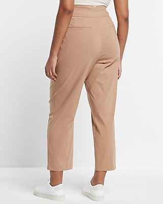 Super High Waisted Notch Pleated Straight Ankle Pant