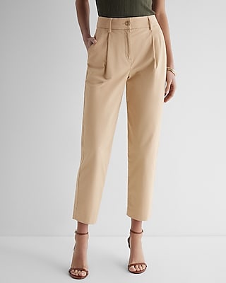 High Waisted Pleated Ankle Chino Pant | Express