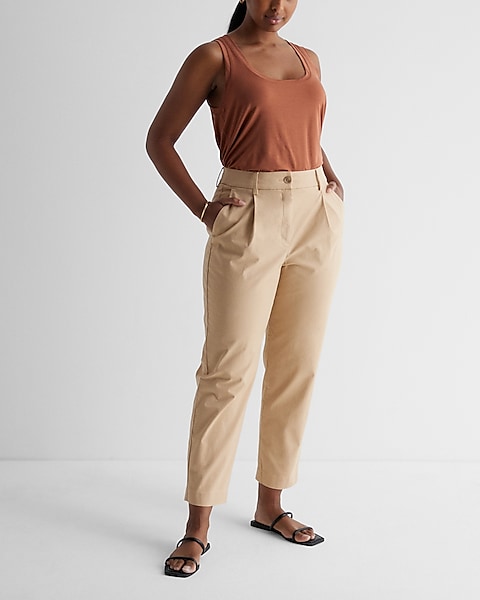 High Waisted Pleated Ankle Chino Pant | Express High Waisted Pleated Ankle Chino Pant | Express