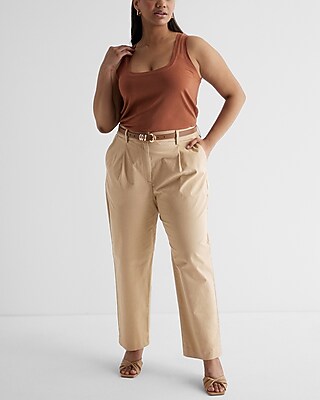 High Waisted Pleated Ankle Chino Pant | Express