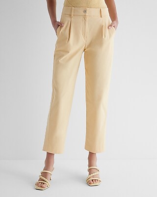 High Waisted Pleated Ankle Chino Pant | Express