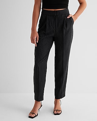Stylist Super High Waisted Pinstripe Pleated Ankle Pant